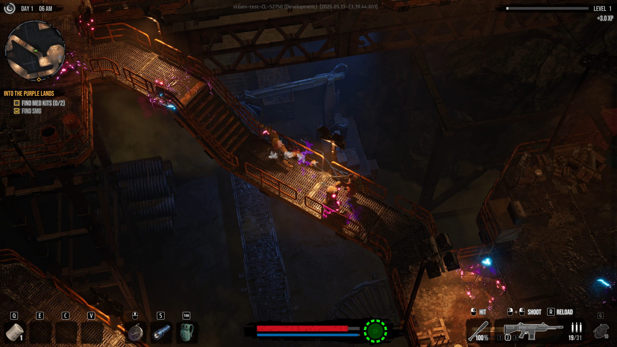 DDoD gameplay: a firefight on walkways in an underground mine