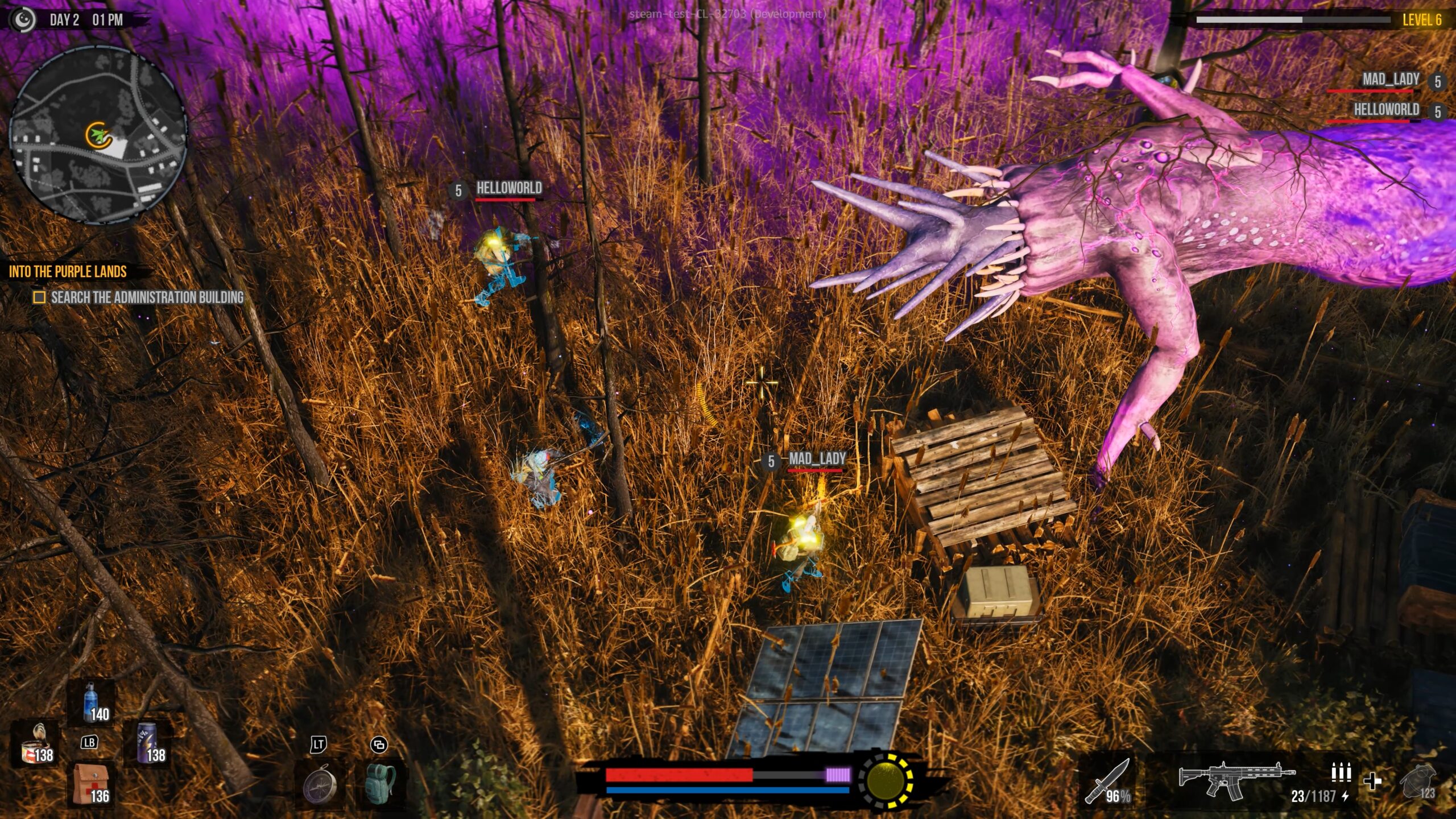 DDoD gameplay: a Calamari enemy in the purple Fog
